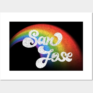 San Jose // Faded Retro Rainbow Typography Design Posters and Art